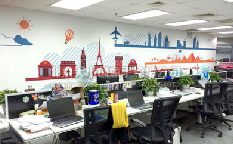 洪江教你设计办公室墙绘的方法。